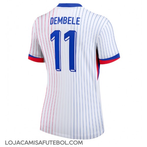 Camisa de Futebol França Ousmane Dembele #11 Equipamento Secundário Mulheres Europeu 2024 Manga Curta